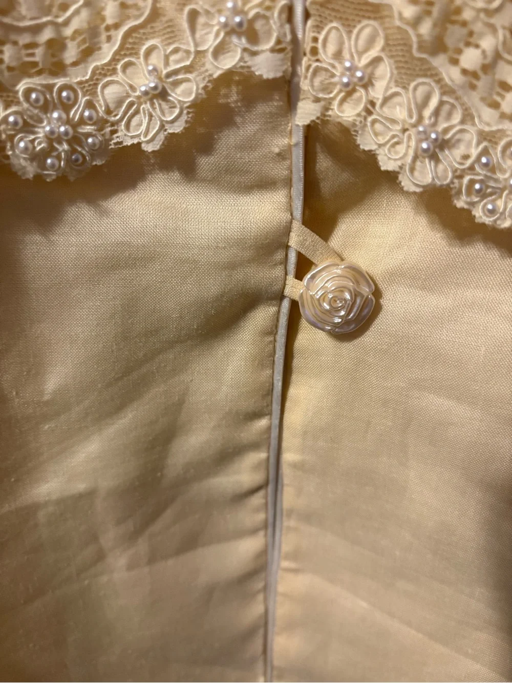 Ivory Lace-Trim Cropped Bolero Jacket